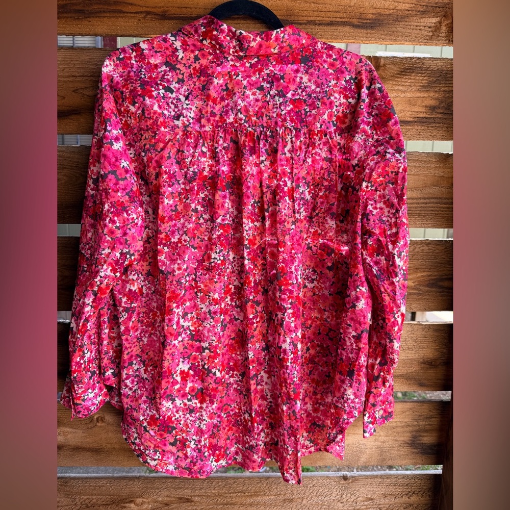 J.‎ Jill Vibrant Floral Blouse - Pink and Red - Picture 6 of 7